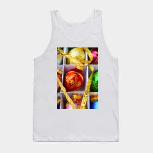 Box Of Ornaments With Gold Ribbon Tank Top